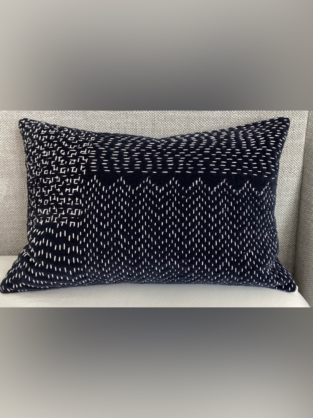 Crate&Barrel Indigo Sashiko Stitch Pillow Covers SET OF 2